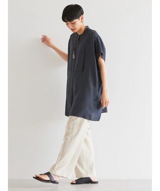 AMERICAN HOLIC ブザムフレンチスリーブバックオープンチュニック Navy