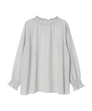 earth music&ecology シャーリングネックブラウス Light Gray