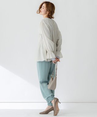 23区 【洗える】シアーコットンシルク シャーリング デザイン ブラウス ベージュ系