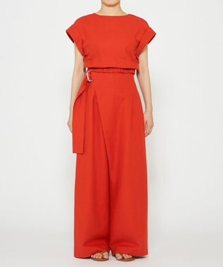 uncrave 【手洗い可】コットンリネンツイル パンツ（uncrave WHITE） スカーレット