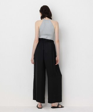 NAVE 【Nave・洗える/ウエストゴム】ヴィンテージサテン ワイドパンツ ブラック系