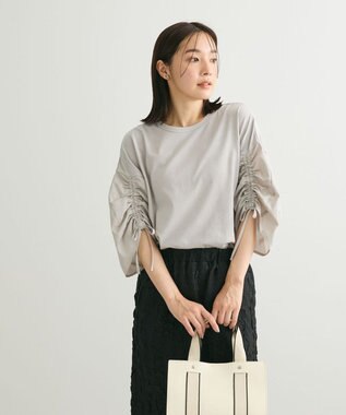 Green Parks ・ＥＬＥＮＣＡＲＥ　ＤＵＥ　ギャザースリーブＴＥＥ Gray