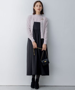 組曲 S 【洗える】タフタギャザーキャミソールワンピース ブラック系