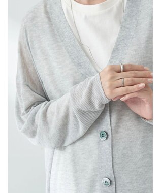 earth music&ecology シアーＢＩＧカーディガン Gray Mixture