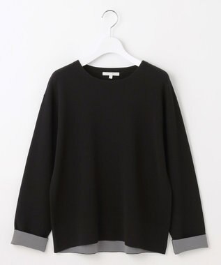 自由区 L 【カタログ掲載】レーヨンストレッチベーシックシルエット ニット ブラック