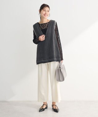 Green Parks パネルラインレースカットプルオーバー Black