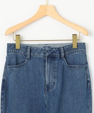 組曲 L ライトデニム ベルト付きストレートパンツ インディゴネイビー系