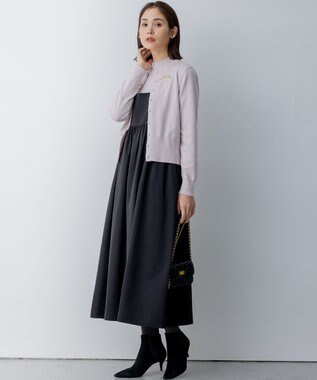 組曲 S 【洗える】タフタギャザーキャミソールワンピース ブラック系