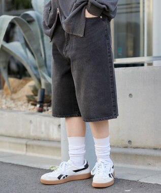 WEGO 【ユニセックス着用ITEM/SMLサイズ展開】スーパーバギーデニムショーツ デニムブラックソノタ