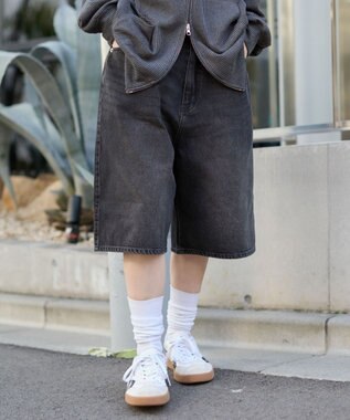 WEGO 【ユニセックス着用ITEM/SMLサイズ展開】スーパーバギーデニムショーツ デニムブラックソノタ