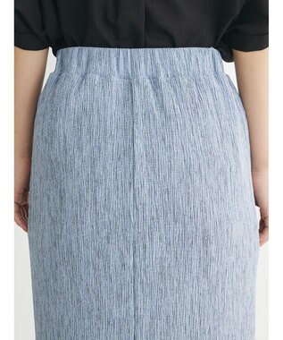 Green Parks メランジプリーツＩラインスカート Sax
