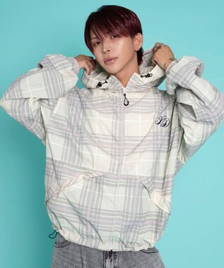 WEGO 【ユニセックス着用ITEM/MLサイズ展開】チェックロゴフードブルゾン ピンクソノタ