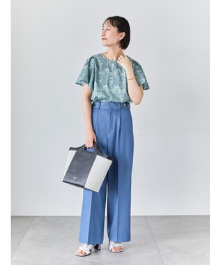 Te chichi 【LIBERTY FABRICS】フレアスリーブブラウス ターコイズブルー