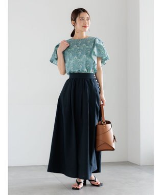 Te chichi 【LIBERTY FABRICS】フレアスリーブブラウス ターコイズブルー