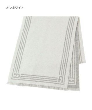 MOONBAT FURLA ウール100%リバーシブルジャカードマフラー/幅40cm オフホワイト