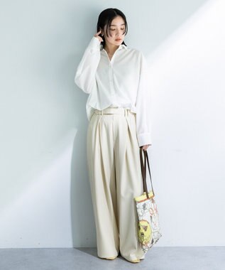 Green Parks デザインタックワイドパンツ Light Beige