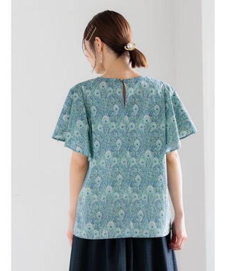 Te chichi 【LIBERTY FABRICS】フレアスリーブブラウス ターコイズブルー