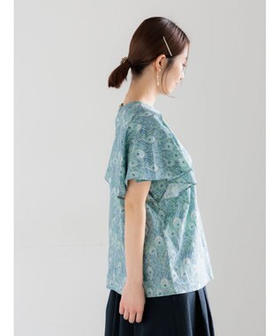 Te chichi 【LIBERTY FABRICS】フレアスリーブブラウス ターコイズブルー