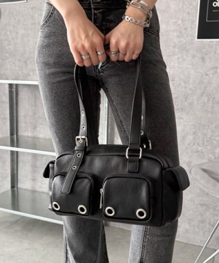 WEGO アイレットデザインボストンバッグ ブラック