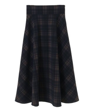 earth music&ecology バックレースアップチェックスカート Navy