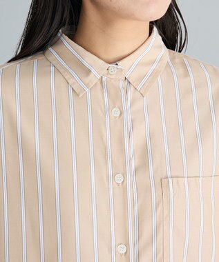 CRAFT STANDARD BOUTIQUE ストライプシャツワンピース Stripe Beige
