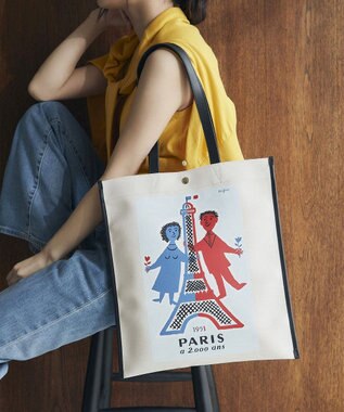 TOPKAPI 【Breath TOPKAPI】サヴィニャック × Breath TOPKAPI アート プリント フラット オーガニックキャンバス トート バッグ レッド