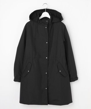 J.PRESS LADIES 【2way】スパンライクナイロンタッサー フーデッド コート ブラック系
