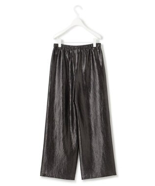 ICB 【洗える】 ブライトカールマイヤー ワイドストレートパンツ チャコールグレー系