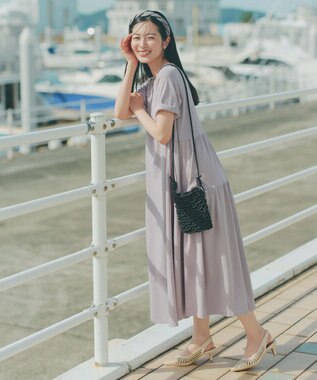 Tiaclasse 「サマさまカットソー」サイドティアードワンピース グレージュ