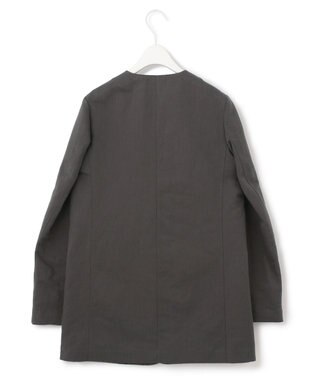 ICB 【吸水速乾機能付き】ペーパーコットンリネンツイル　ノーカラージャケット チャコール系