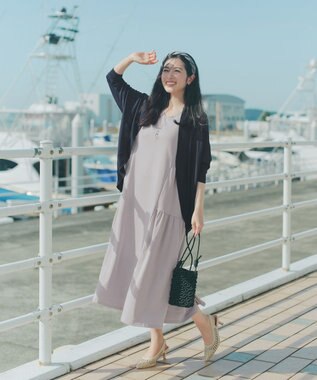 Tiaclasse 「サマさまカットソー」サイドティアードワンピース グレージュ