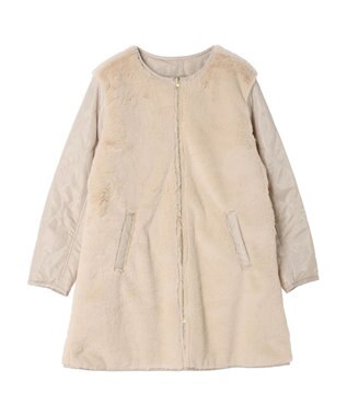 earth music&ecology ファー＆キルティングリバーシブルコート Beige