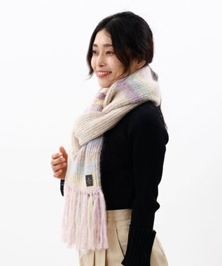 AURORA 【 LANVIN en Bleu （ランバン オン ブルー）】モコモコロングニットマフラー(WASH) ピンク