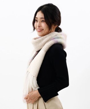 AURORA 【 LANVIN en Bleu （ランバン オン ブルー）】モコモコロングニットマフラー(WASH) ピンク