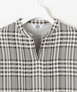 J.PRESS LADIES 【WEB限定カラーあり・洗える】シアーチェック カットソー ブラック×アイボリーギンガム系