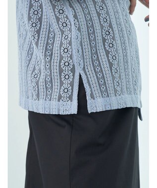 earth music&ecology フラワーレースシャツ Sax