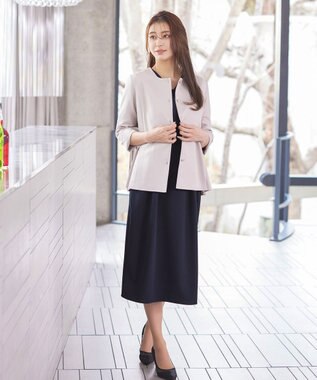 Tiaclasse 【洗える】ハイストレッチジョーゼットワンピース ネイビー