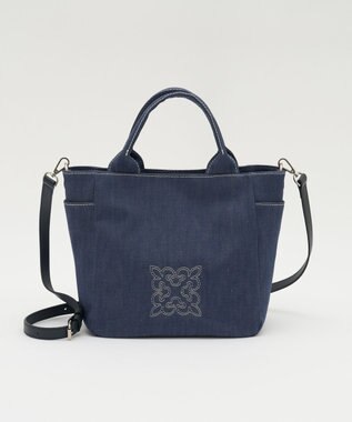 russet 【刺繍モノグラム】デニム2WAYトートバッグ(CE-1772) Indigo