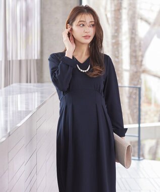 Tiaclasse 【洗える】ハイストレッチジョーゼットワンピース ネイビー