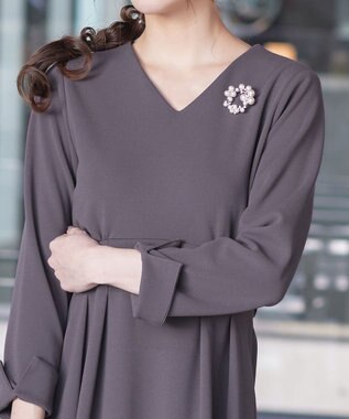 Tiaclasse 【洗える】ハイストレッチジョーゼットワンピース チャコールグレー