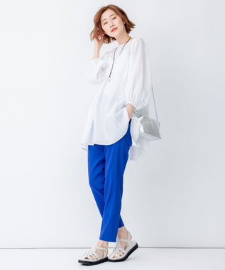 23区 【洗える】リネンレーヨンストレッチ テーパード パンツ 【WEB限定】ブルー系