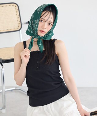 earth music&ecology ヘンリーネックキャミソール Black