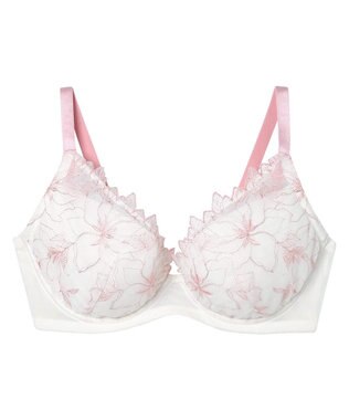 une nana cool 小さく見せるブラ　ミニマイザーブラ　レース ホワイト×ピンク