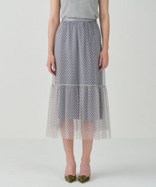 GRACE CONTINENTAL フロッキーチュールスカート グレー