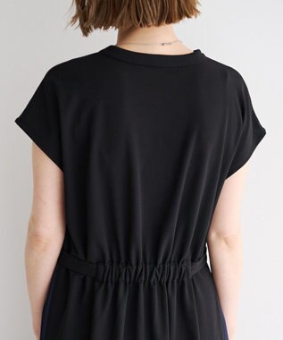 YECCA VECCA ベルテッドプリーツ切替ワンピース Black