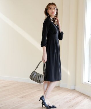 Tiaclasse 【洗える】ハイストレッチジョーゼットワンピース ブラック