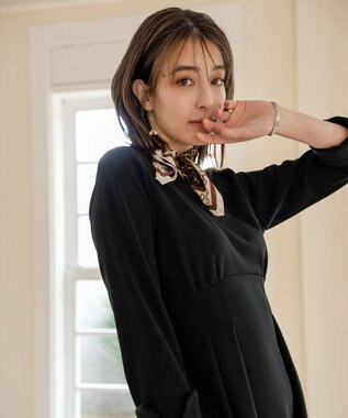 Tiaclasse 【洗える】ハイストレッチジョーゼットワンピース ブラック