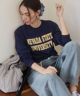 WEGO 【ANGIE VINTAGE】GILDAN カレッジロゴ オーバーサイズ プリント ロンT 柄26