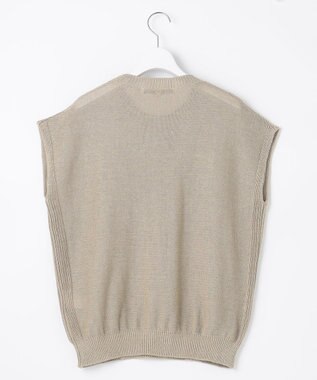 自由区 【XSサイズ～】リネンフリンジディテールフレンチスリーブ ニット ベージュ系