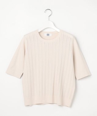 J.PRESS LADIES Rayon Elite Stretch クルーネック ニット ライトベージュ系